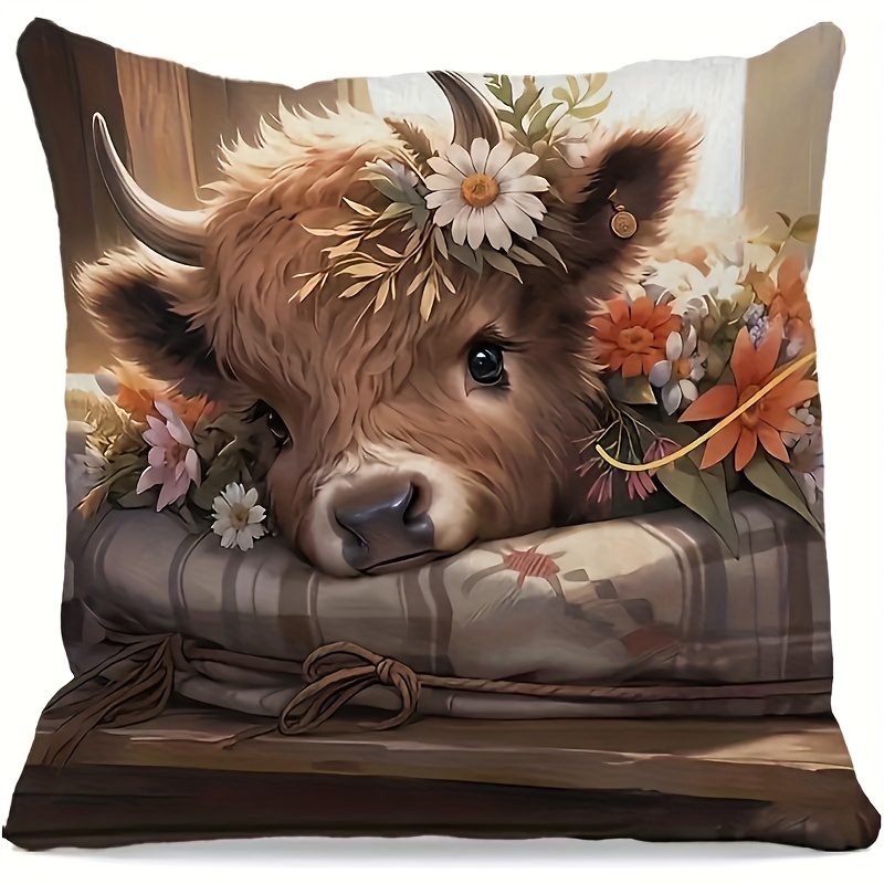غطاء وسادة بتصميم بقرة هايلاند - مراجعة Pillow Insert 18X18 وسعره